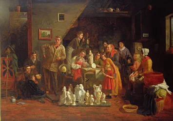 Italienisches Bild - Jungen an einem Straßenwirtshaus, 1849